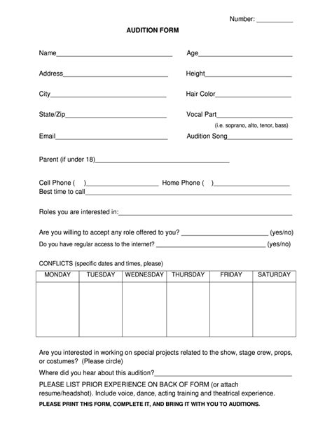 Audition Form Template Word Fill Out And Sign Online Dochub