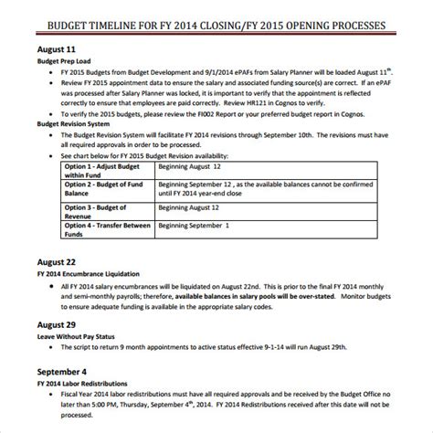 Free 11 Budget Timeline Templates In Ms Word Pdf Excel