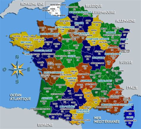 Le code insee du département est le 29. carte de france départements et villes à imprimer - Les ...