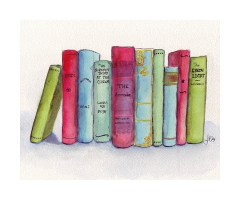 Books Watercolor Painting Print Stack Of Books Literature Etsy