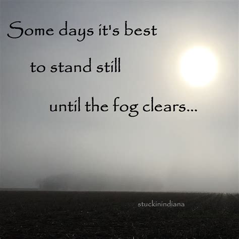 Some Days Its Best To Stand Still Until The Fog Clears Be Still