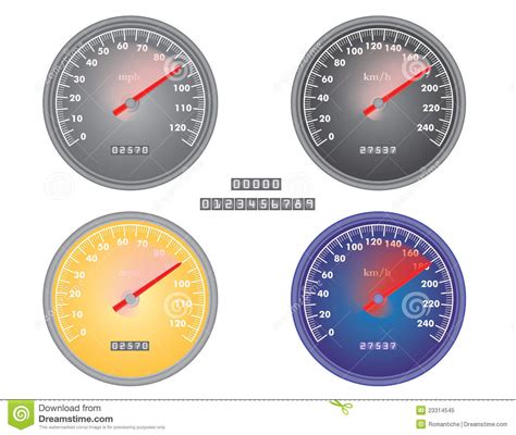 Mph and kph speedometers stock vector. Illustration of fast - 23314545