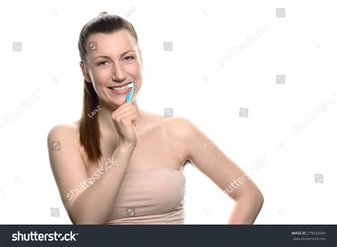 Attractive Naked Woman Brushing Her Teeth Stock Photo Shutterstock