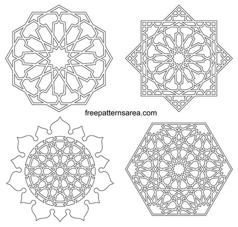 Islamic Line Art Drawings Transparent Outline Motifs Islamiques