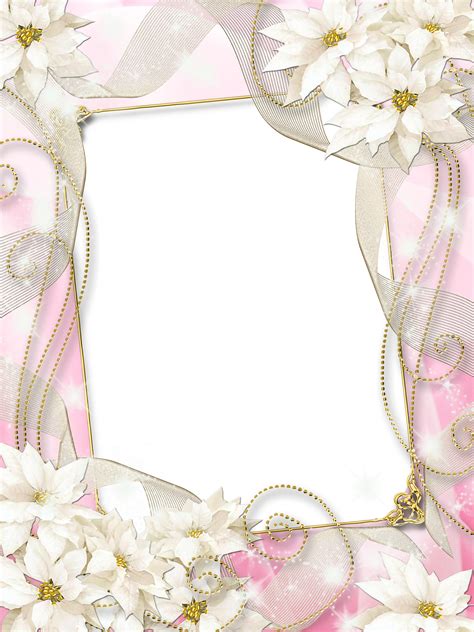 Pink Transparent Png Photo Frame With White Flowers Free Photo Frames