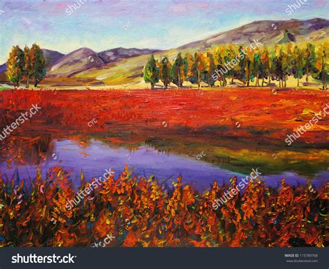 Oil Painting Autumn Field Stock Photo 115789768 Shutterstock