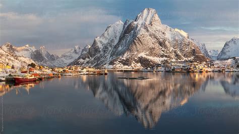 Panorama View Of Reine At Sunrise In Winter By Stocksy Contributor