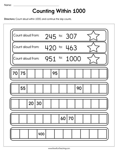 Counting Within 1000 Worksheet By Teach Simple