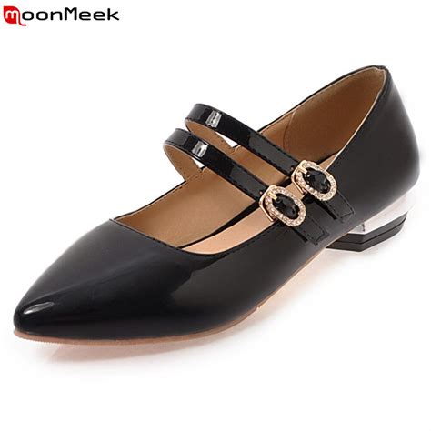 Moonmeek 2018 Hot Prevail Sexy Ladies Shoes With Buckle Pointed Toe Low