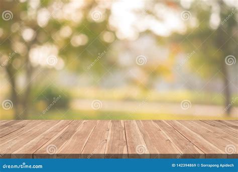 Empty Wood Table On Blurred Background Copy Space For Montage Your