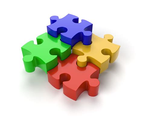 Four Jigsaw Puzzle Pieces On White Background With Clipping Path It
