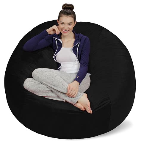 buy sofa sack bean bag chair memory foam lounger with microsuede cover all ages 5 ft black