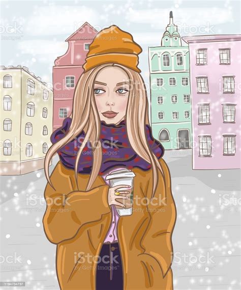 Blonde Girl With A Coffee Cup Stock Illustration Download Image Now