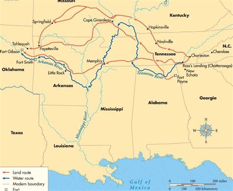 Trail Of Tears Map Trail Of Tears Eastern Woodlands Indians