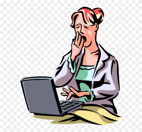 Vector Illustration Of Exhausted Tired Overworked Woman Working