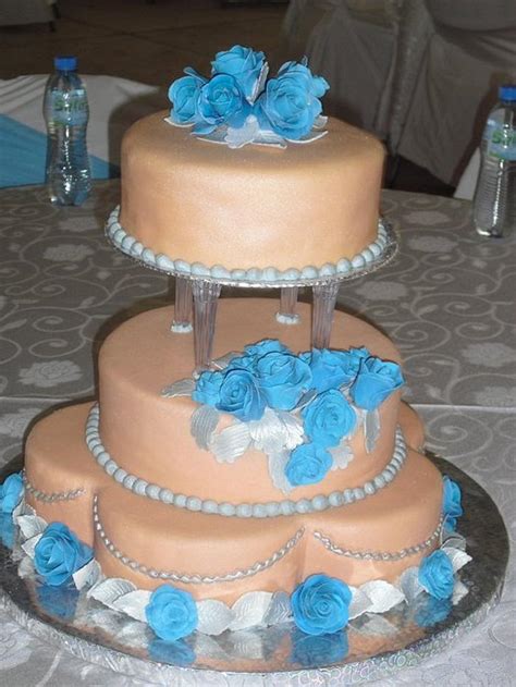 Peach And Turquoise Wedding Cake Decorated Cake By Cakesdecor