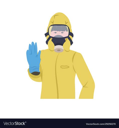 Man In Hazmat Suit And Protection Mask To Prevent Vector Image