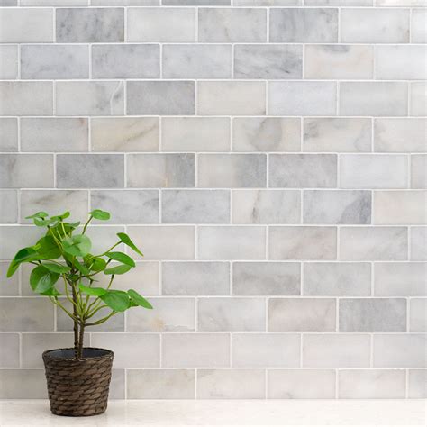 Greecian White Marble Subway Tile 3x6 Msi Surfaces