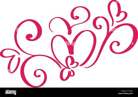 Vector Valentines Day Of Flourish Calligraphy Vintage Hearts Hand