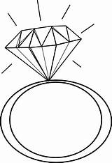 Ring Diamond Engagement Clipart Coloring Silhouette Clip sketch template