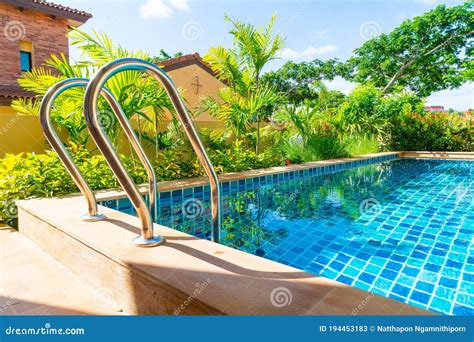Handrails Stair In Swimming Pool Stock Image Image Of Bright Stair