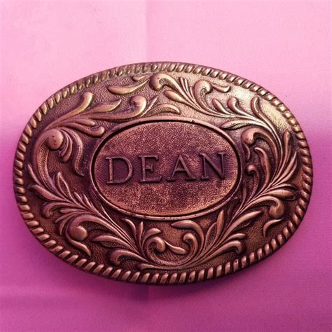 Vintage 1977 Dean Western Cowboy Design Brass Belt Buckle The Kinney