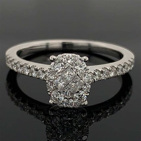 Diamond Oval Cluster Diamond Engagement Ring