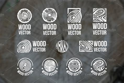 Set Of Wood Rings Texture Logo Pre Designed Illustrator Graphics