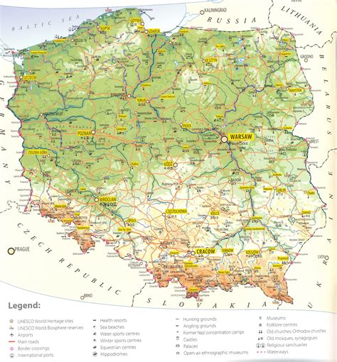 Mapy Polski Szczegółowa Mapa Polski W Języku Angielskim Mapa