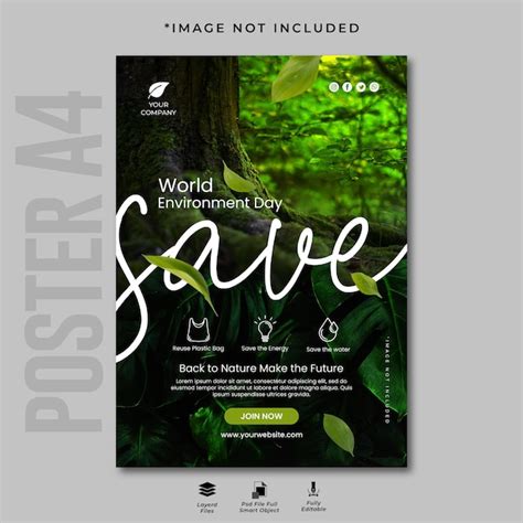 Modelo De Design De Cartaz Do Dia Mundial Do Meio Ambiente PSD Premium