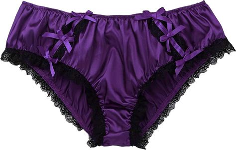yizyif men s feminine panties silky satin lingerie sissy knickers panties dark purple large