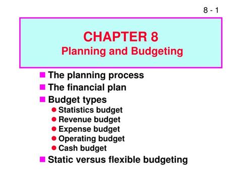 Ppt Chapter 8 Planning And Budgeting Powerpoint
