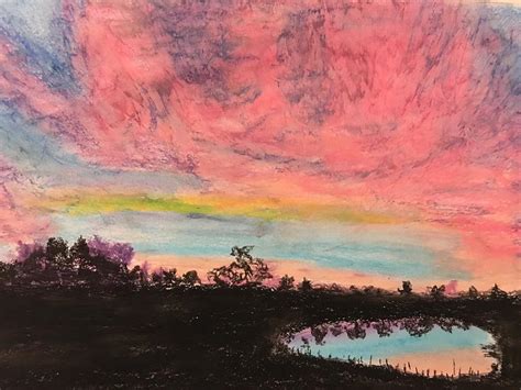 Sunset Pond Pastel By Nevera Keesler Pixels
