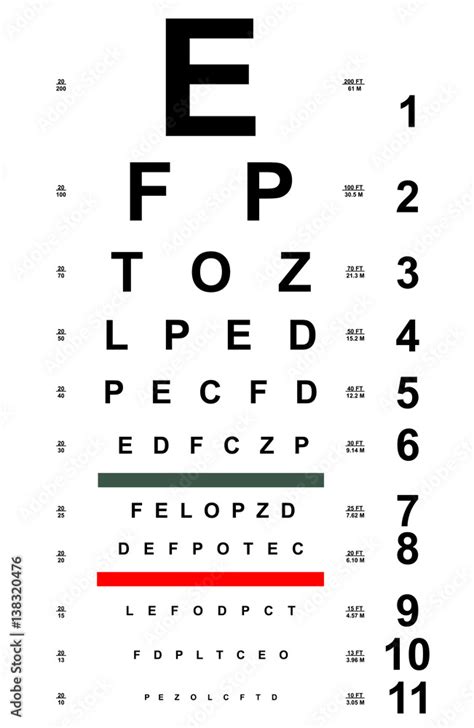 Chart Test Table With Letters For Eye Examination Eye Chart Test For