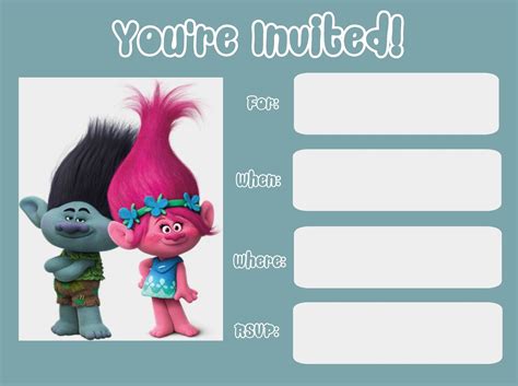 Free Trolls Printable Invitations