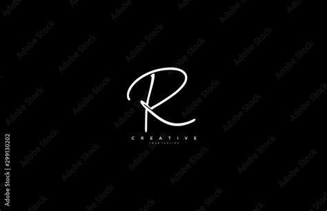 Letter R Logo Manual Elegant Minimalism Signature Logo Design Stock