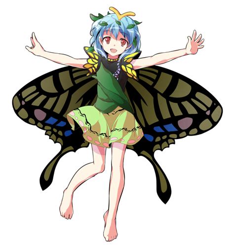 safebooru 1girl d alphes style antennae barefoot butterfly wings commentary request dairi