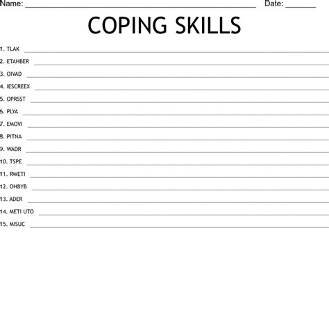 Coping Skills Word Scramble Print