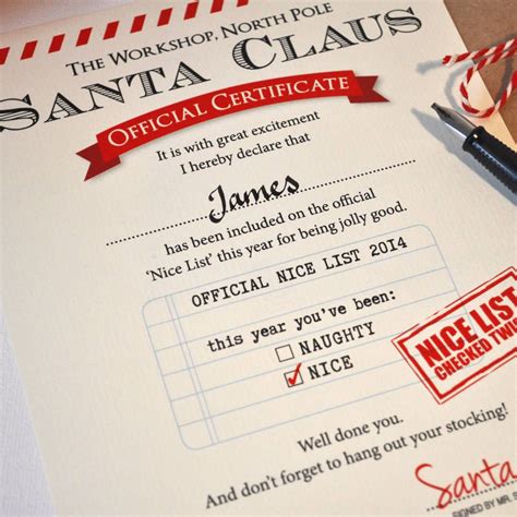 Apparently, yes, it is yourself made but make it sure looks like it is posted from the north pole by customizing your own blank nice list certificate. nice list certificate free printable - Google Search ...