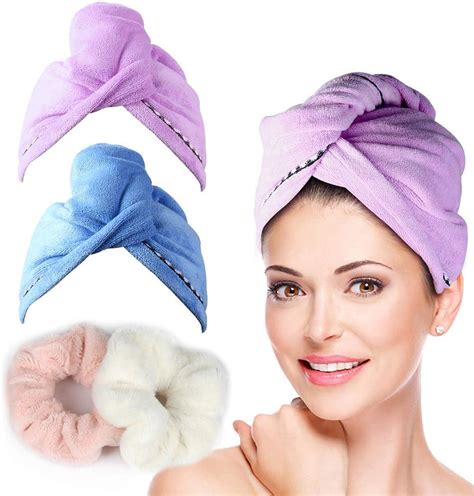 Amazon Com Pack Hair Towel Wrap Turban Microfiber Drying Bath