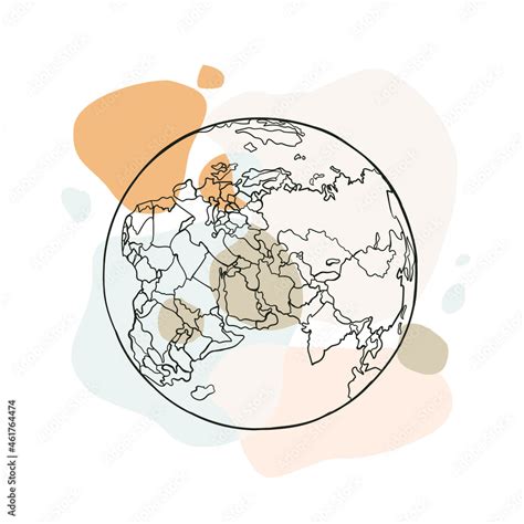 Vector Illustration Of Hand Drawn Planet Earth Africa Asia And Europe