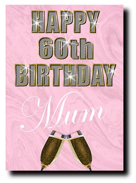 60th Birthday Card Diamond Style Pink Beespoke Cards And Ts
