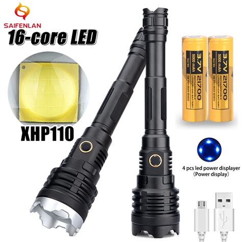 Xhp160 Powerful Flashlight Torch 21700 Battery 10000mah Rechargeable