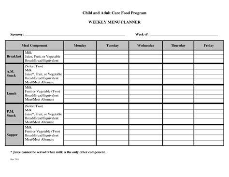 Free School Lunch Menu Templates