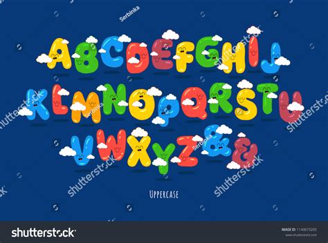 Funny Fonts Funny Uppercase Font Children Stock Vector Royalty Free