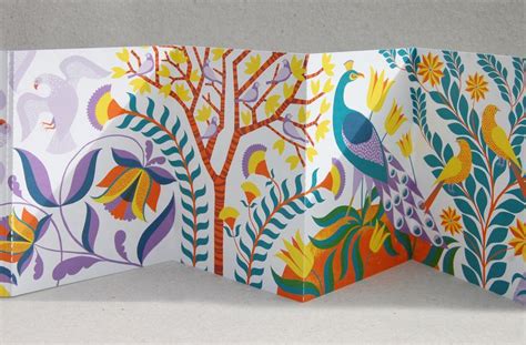 Birds Accordion Book Illustrated Postcard Book Flora And Fauna Etsy