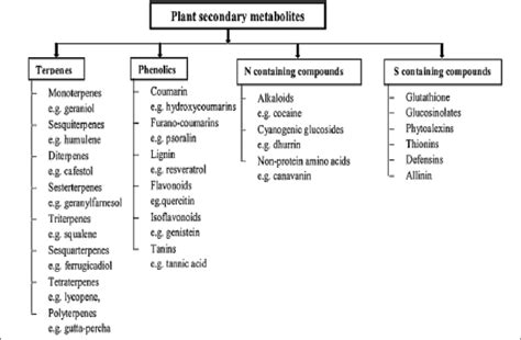 Classification Of Plant Secondary Metabolites According To Jamwal Et Al
