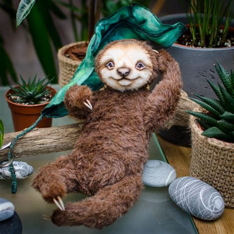 Artist Plush Sloth Stuffed Sloth Toy Ooak Artist Teddy Etsy