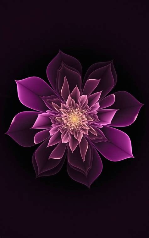 An Abstract Purple Flower On A Black Background