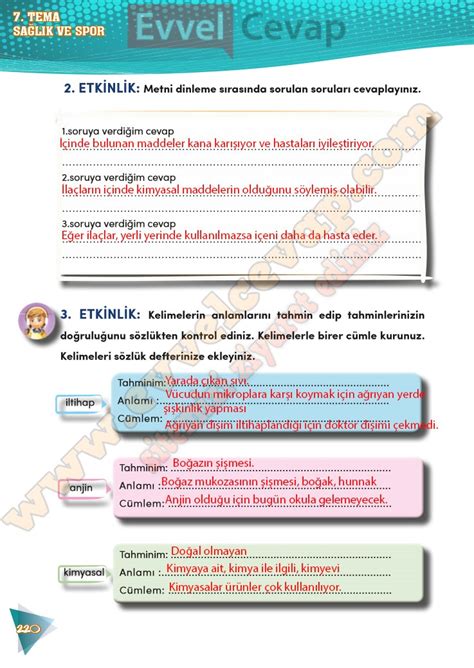 Sinif Turkce Ders Kitabi Cevaplari Sayfa Meb Yayinlari Dev Zaman